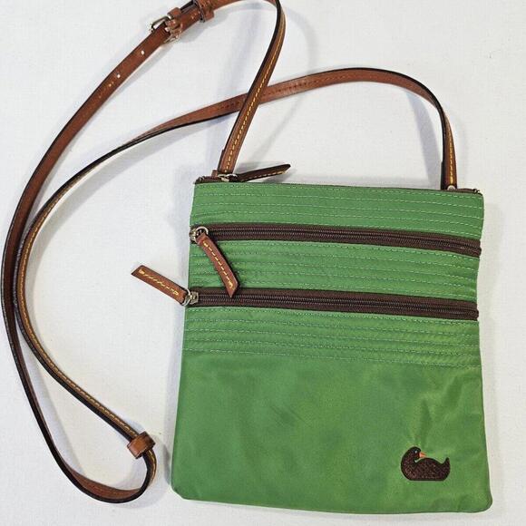 Dooney & Bourke Handbags - Dooney & Bourke North South Triple Zip Purse Crossbody Green & Brown Yellow